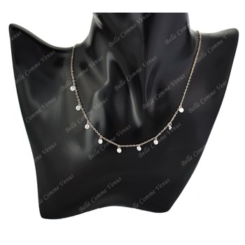 Necklace with zirconium oxide pendants Gold-plated 750 3 microns