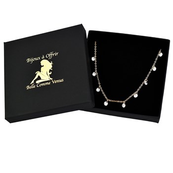 Necklace with zirconium oxide pendants Gold-plated 750 3 microns