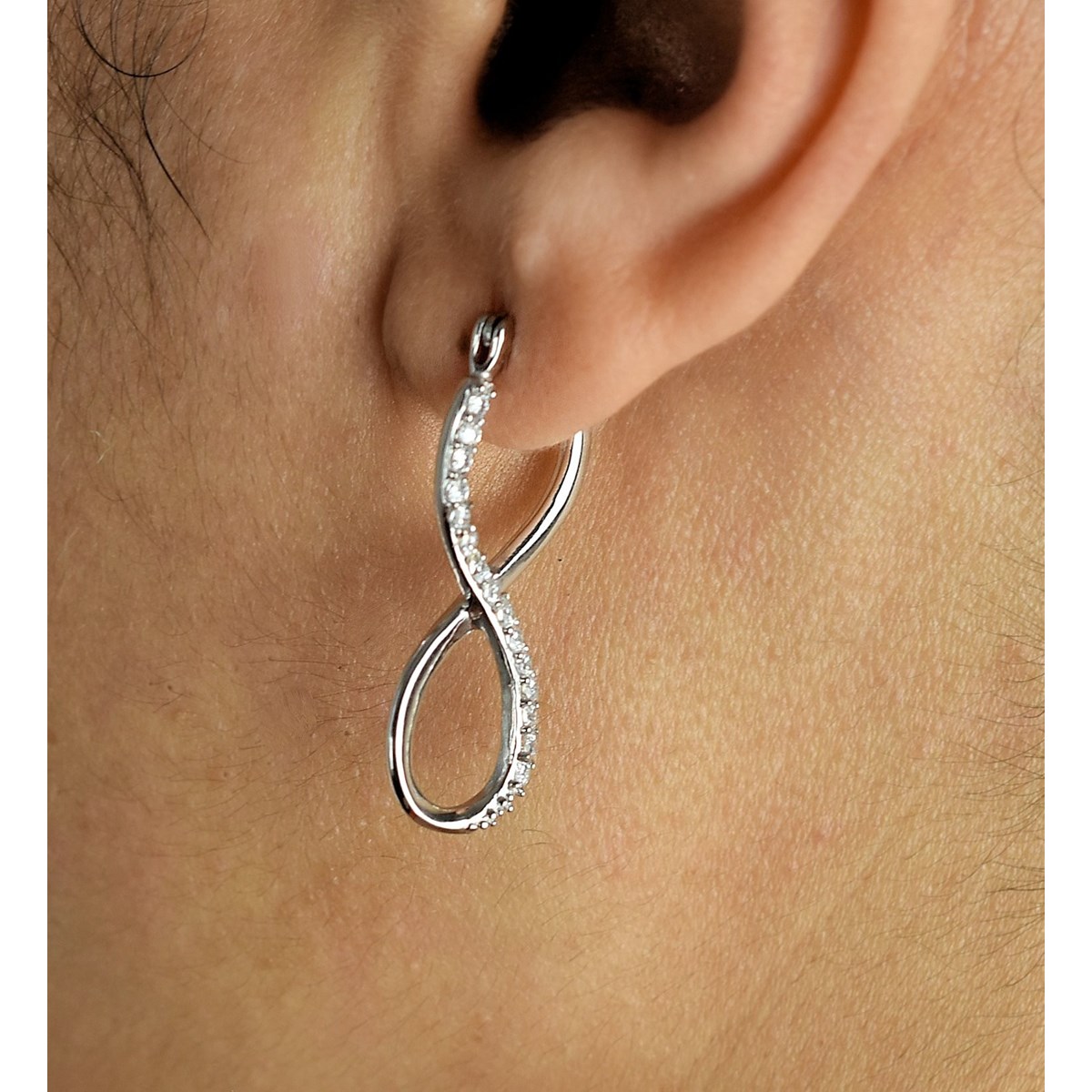Boucles d'oreilles créole infini oxyde de zirconium Argent 925 Rhodié - vue 4