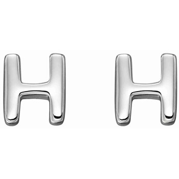 Boucle d'oreille lettre H en argent 925/1000