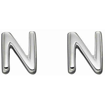 Boucle d'oreille lette N en argent 925/1000