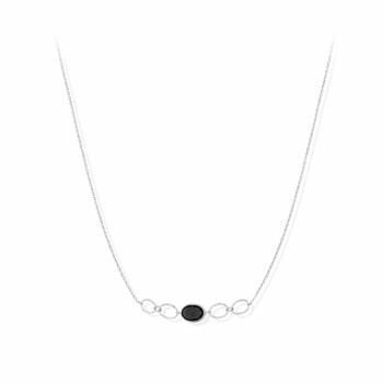 Collier Argent Rhodié Spinelle Noire