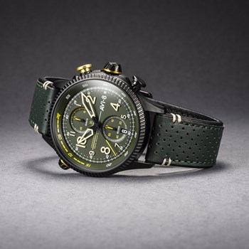 Montre homme meca-quartz chronographe japonais AVI-8 - Bracelet cuir véritable de vachette  - Date - HAWKER HUNTER