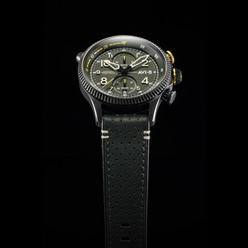 Montre homme meca-quartz chronographe japonais AVI-8 - Bracelet cuir véritable de vachette  - Date - HAWKER HUNTER