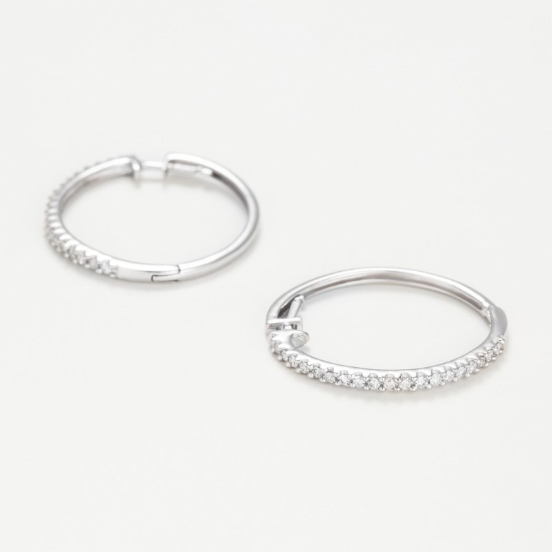 Boucles d'oreilles 'Lumineuse' Or blanc et Diamant - vue 3