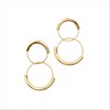 Boucles d'oreilles pendantes avec deux anneaux en acier dorées - vue V1