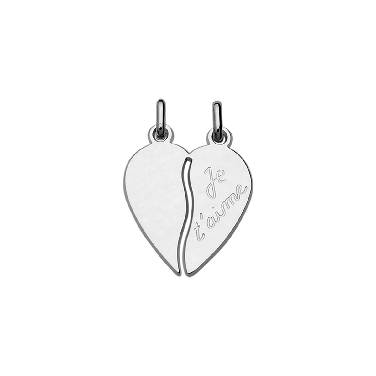 Pendentif Coeur sécable 'Je t'aime' - Argent