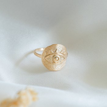 Bague Oeil Plaqué Or Horus Grec Antique Egyptien