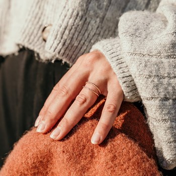 Bague Fine Double Anneau Plaqué or Accumulation