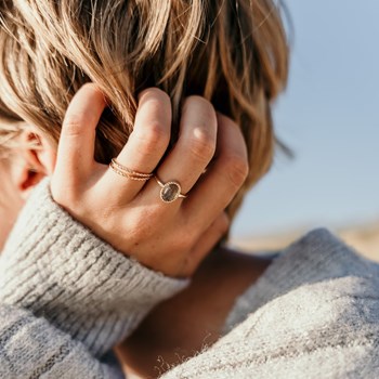 Bague Fine Double Anneau Plaqué or Accumulation