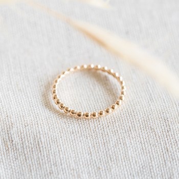 Bague Fine Plaqué Or Perlée Boules Tendance