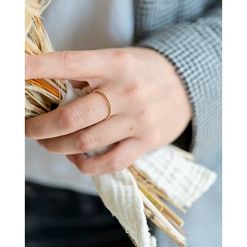 Bague Fine Plaqué Or Perlée Boules Tendance
