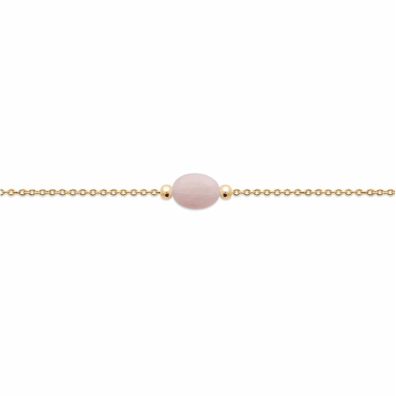 Bracelet Fin Quartz Rose Plaqué Or Pierre Precieuse