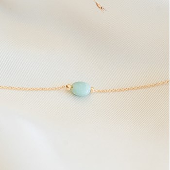 Fine Gold-Plated Amazonite Gemstone Bracelet Green Blue Aqua