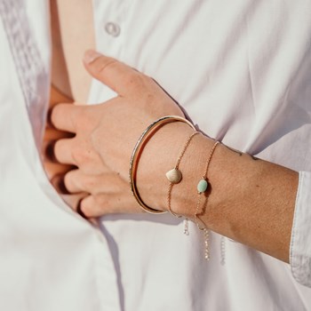 Fine Gold-Plated Amazonite Gemstone Bracelet Green Blue Aqua