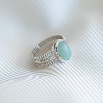 Bague Argent Tendance Pierre Precieuse Fine Aventurine