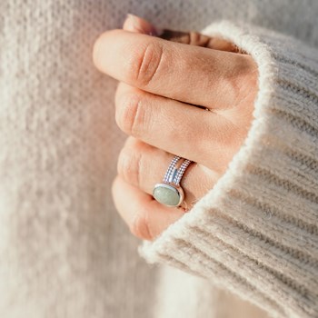 Bague Argent Tendance Pierre Precieuse Fine Aventurine
