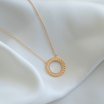 Collier Fin Plaqué Or Epis de Blé Feuilles de Laurier