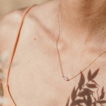 Collier Fin Quartz Rose Plaqué Or Pierre Precieuse