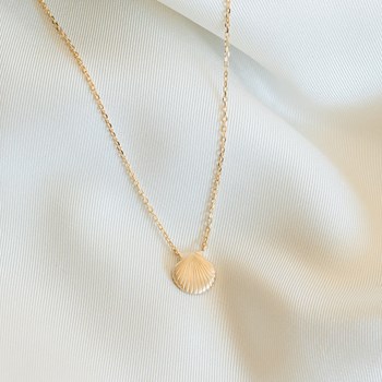 Collier Fin Coquillage Plaqué Or Saint Jacques Plage