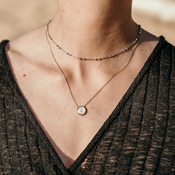 Collier Ras de Cou Argent Perles Createur