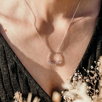 Collier Cercle Argent Pendentif Perle Createur
