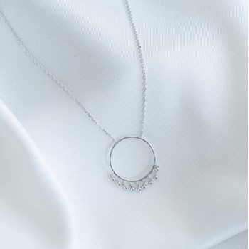 Collier Cercle Argent Pendentif Perle Createur