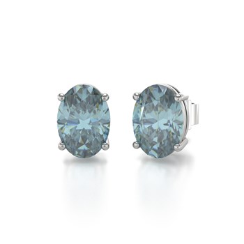 Boucles d'oreilles ADEN Aigue-Marine Forme Ovale sur Argent 925 1.6grs