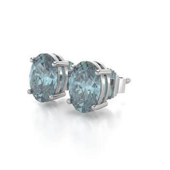 Boucles d'oreilles ADEN Aigue-Marine Forme Ovale sur Argent 925 1.6grs