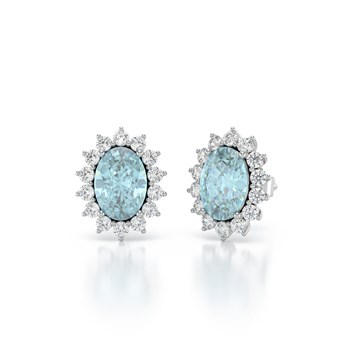 Boucles d'oreilles ADEN Aigue-Marine et Diamants sur Argent 925 2.25grs