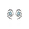 Boucles d'oreilles ADEN Aigue-Marine et Diamants sur Argent 925 2.6grs - vue V1