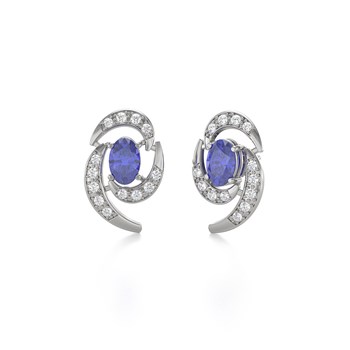 Boucles d'oreilles ADEN Tanzanite et Diamants sur Argent 925 2.6grs