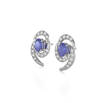 Boucles d'oreilles ADEN Tanzanite et Diamants sur Argent 925 2.6grs