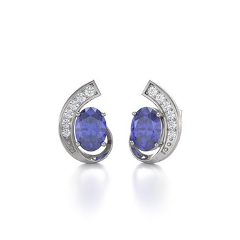 Boucles d'oreilles ADEN Tanzanite et Diamants sur Argent 925 2.10grs