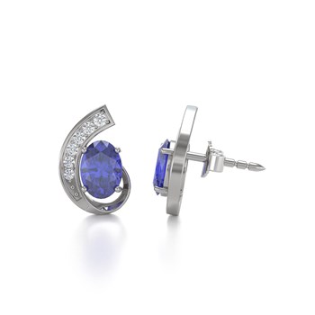 Boucles d'oreilles ADEN Tanzanite et Diamants sur Argent 925 2.10grs