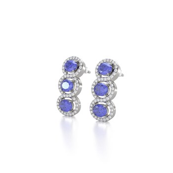 Boucles d'oreilles ADEN Tanzanite et Diamants sur Argent 925 4.55grs