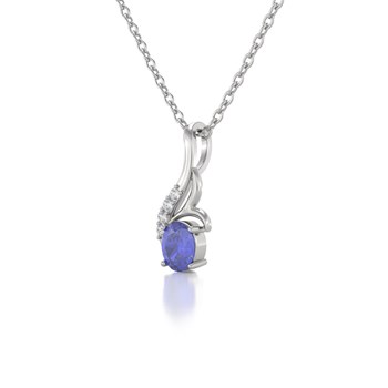 Collier Pendentif Tanzanite et Diamant en Argent 925 - Cadeau Étincelant | Aden