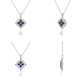 Collier Pendentif Saphir et Diamant en Argent 925 - Cadeau d'Anniversaire Élégant | Aden