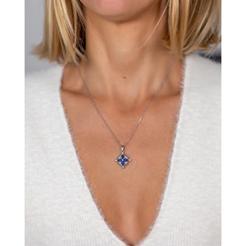 Collier Pendentif Saphir et Diamant en Argent 925 - Cadeau d'Anniversaire Élégant | Aden