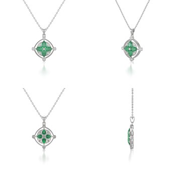 Collier Pendentif Emeraude et Diamant en Argent 925 - Cadeau d'Anniversaire Inoubliable | Aden