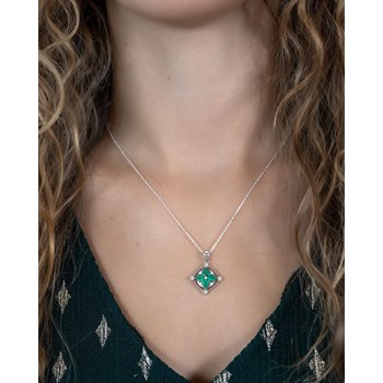 Collier Pendentif Emeraude et Diamant en Argent 925 - Cadeau d'Anniversaire Inoubliable | Aden
