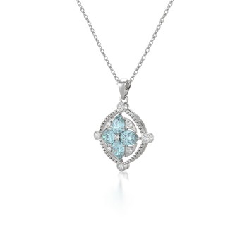Collier Pendentif Aigue-Marine et Diamant en Argent 925 - Cadeau d'Anniversaire Unique | Aden