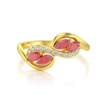 Bague ADEN Or 585 Jaune Rubis et diamants 1.546grs