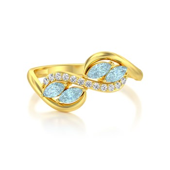 Bague ADEN Or 585 Jaune Aigue-Marine et diamants 1.546grs