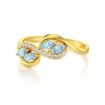 Bague ADEN Or 585 Jaune Aigue-Marine et diamants 1.546grs