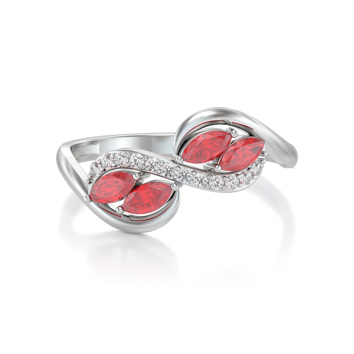 Bague ADEN Or 585 Blanc Rubis et diamants 1.546grs - vue 3