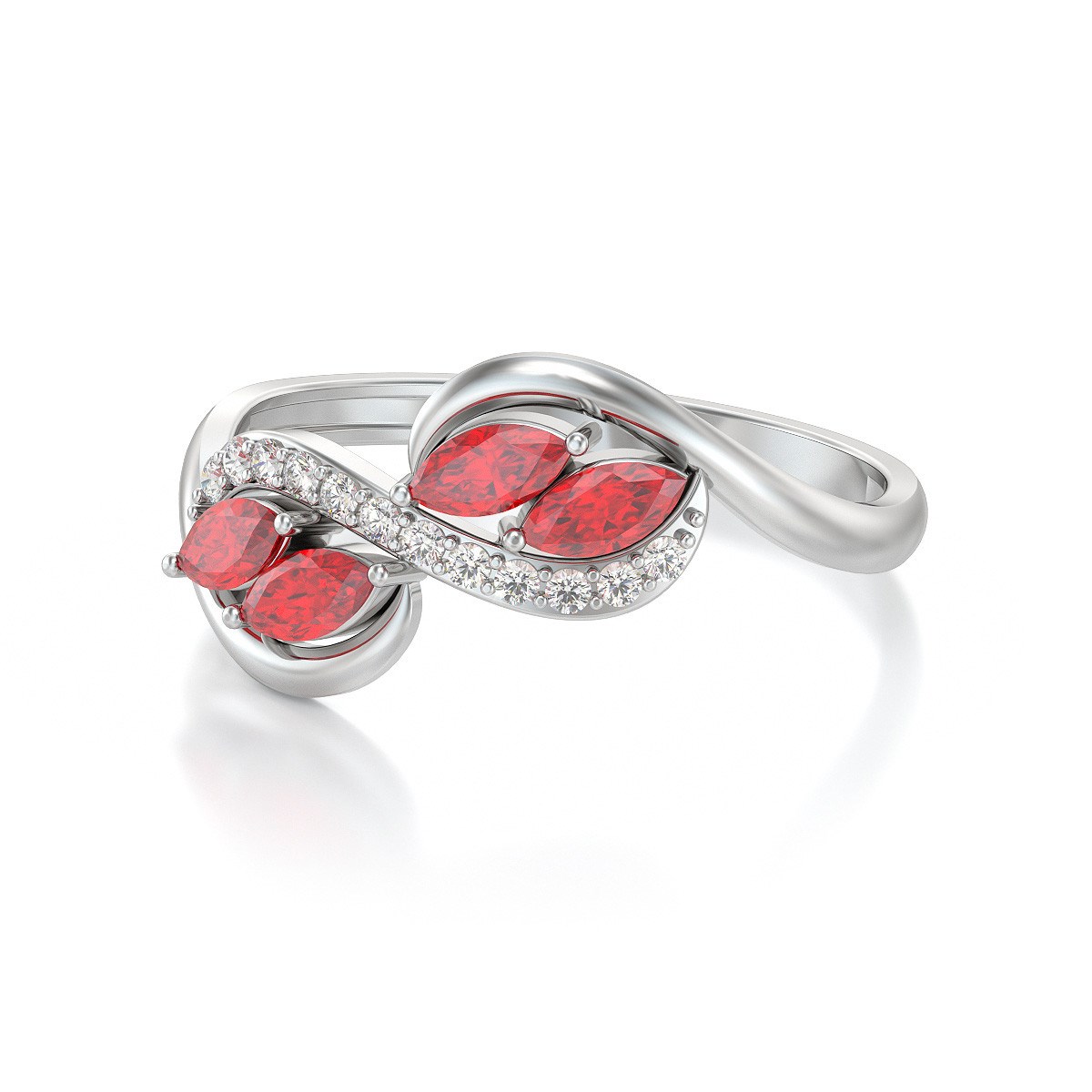 Bague ADEN Or 585 Blanc Rubis et diamants 1.546grs - vue 4