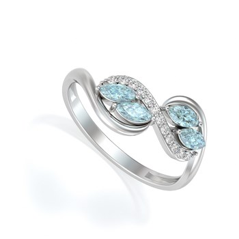 Bague ADEN Or 585 Blanc Aigue-Marine et diamants 1.546grs