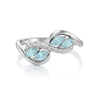 Bague ADEN Or 585 Blanc Aigue-Marine et diamants 1.546grs