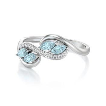 Bague ADEN Or 585 Blanc Aigue-Marine et diamants 1.546grs